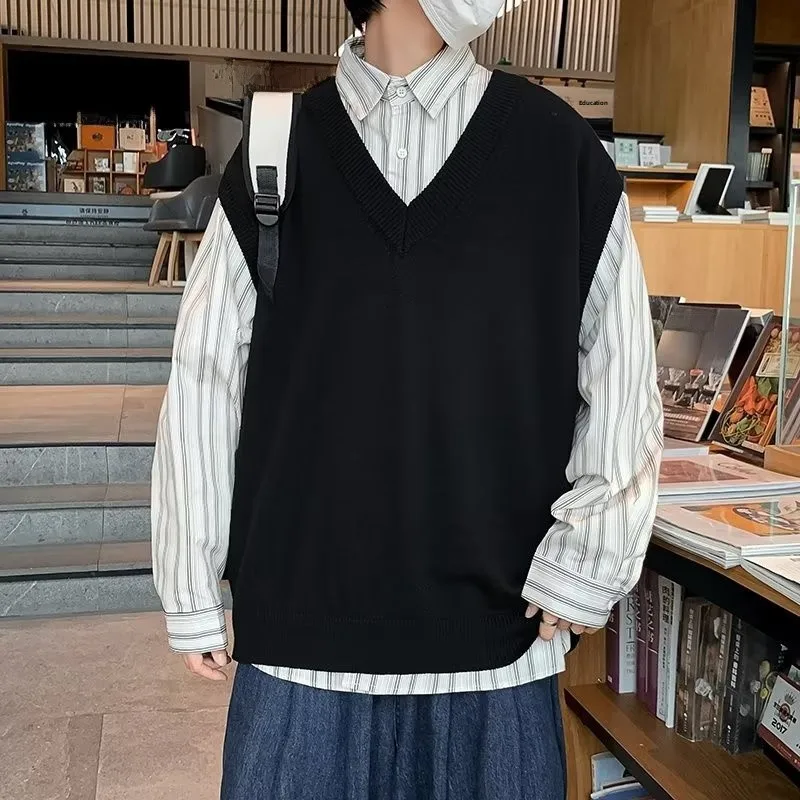 Men's Autumn Winter V-Neck Sleeveless Vest Trendy Loose Simple Color Couple's Shoulder Knitwear Casual Long Sleeve Sweater
Men's Autumn Winter V-Neck Sleeveless Vest Trendy Loose Simple Color Couple's Shoulder Knitwear Casual Long Sleeve Sweater