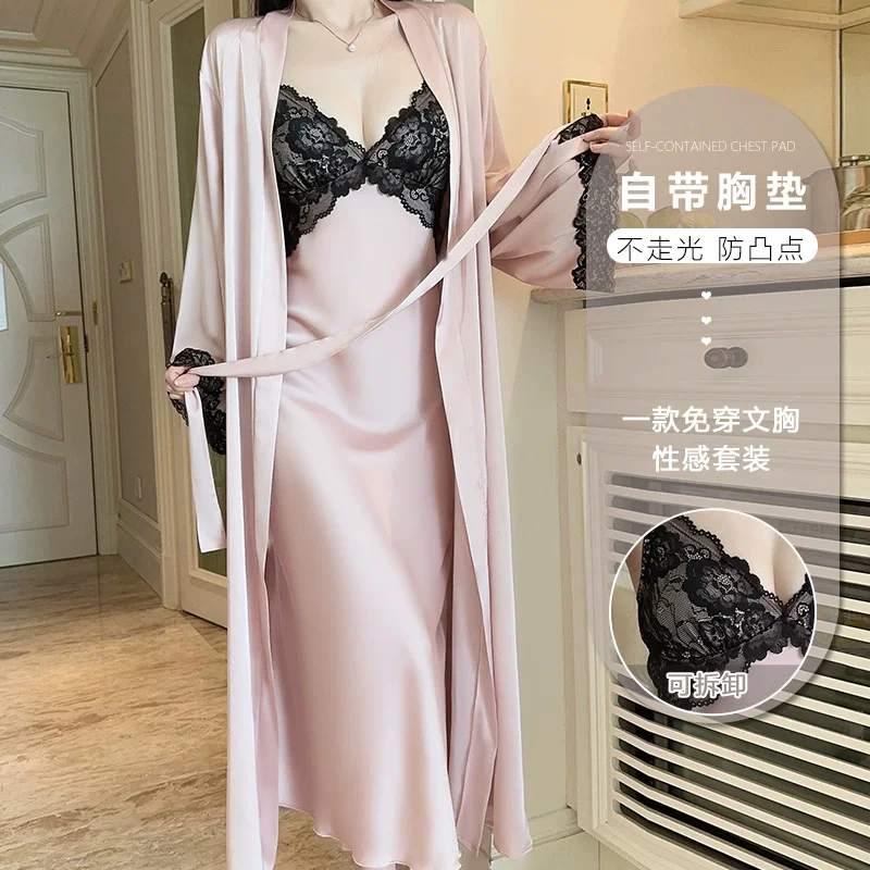Long Kimono Robe Elegant Palace Style Nightdress Lady Satin Sleepwear Sexy Lace Nightgown Sling Sleepwear Loose Lingerie
Long Kimono Robe Elegant Palace Style Nightdress Lady Satin Sleepwear Sexy Lace Nightgown Sling Sleepwear Loose Lingerie