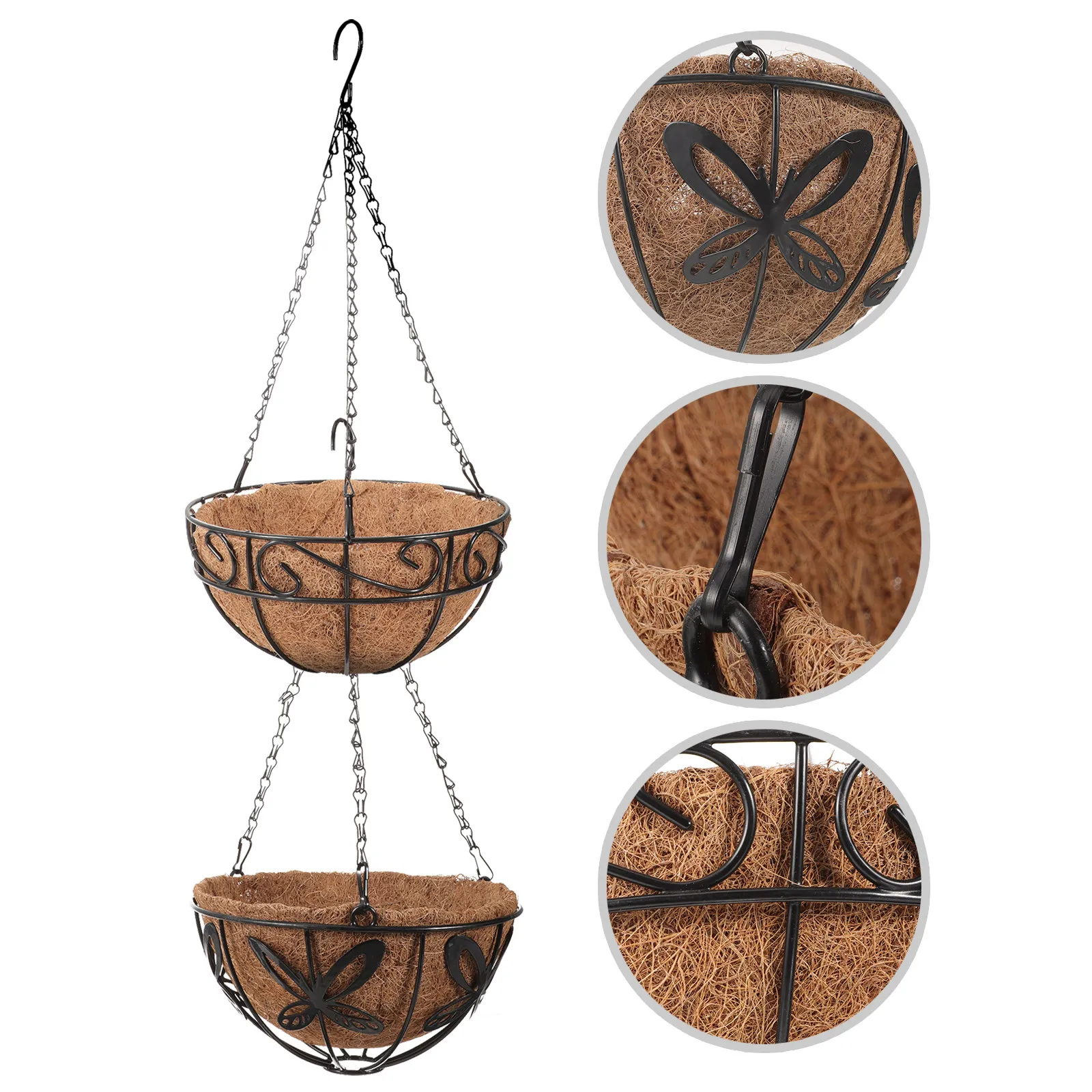 2Pcs Metal Hanging Basket Flower Plant Pot with Breathable Liner Balcony Garden Hanging Planter Flower Basket with Liner
2Pcs Metal Hanging Basket Flower Plant Pot with Breathable Liner Balcony Garden Hanging Planter Flower Basket with Liner