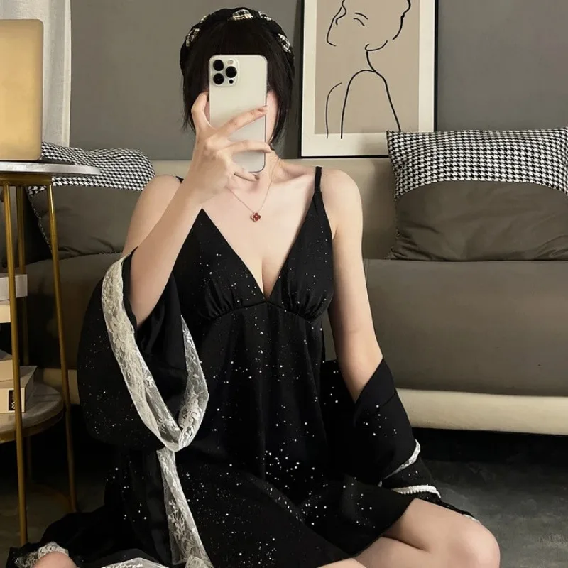 Women's Sparkly V-Neck Cami Nightgown Sexy Backless Homewear Dress
Women's Sparkly V-Neck Cami Nightgown Sexy Backless Homewear Dress