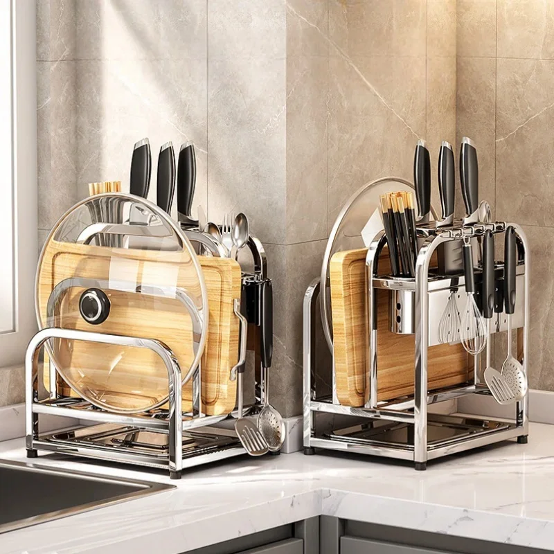 Stainless Steel Knife Holder Multifunctional Stand Home Kitchen Utensil Counter Cutting Board Rack Knife Pot Lid Storage Rack
Stainless Steel Knife Holder Multifunctional Stand Home Kitchen Utensil Counter Cutting Board Rack Knife Pot Lid Storage Rack
