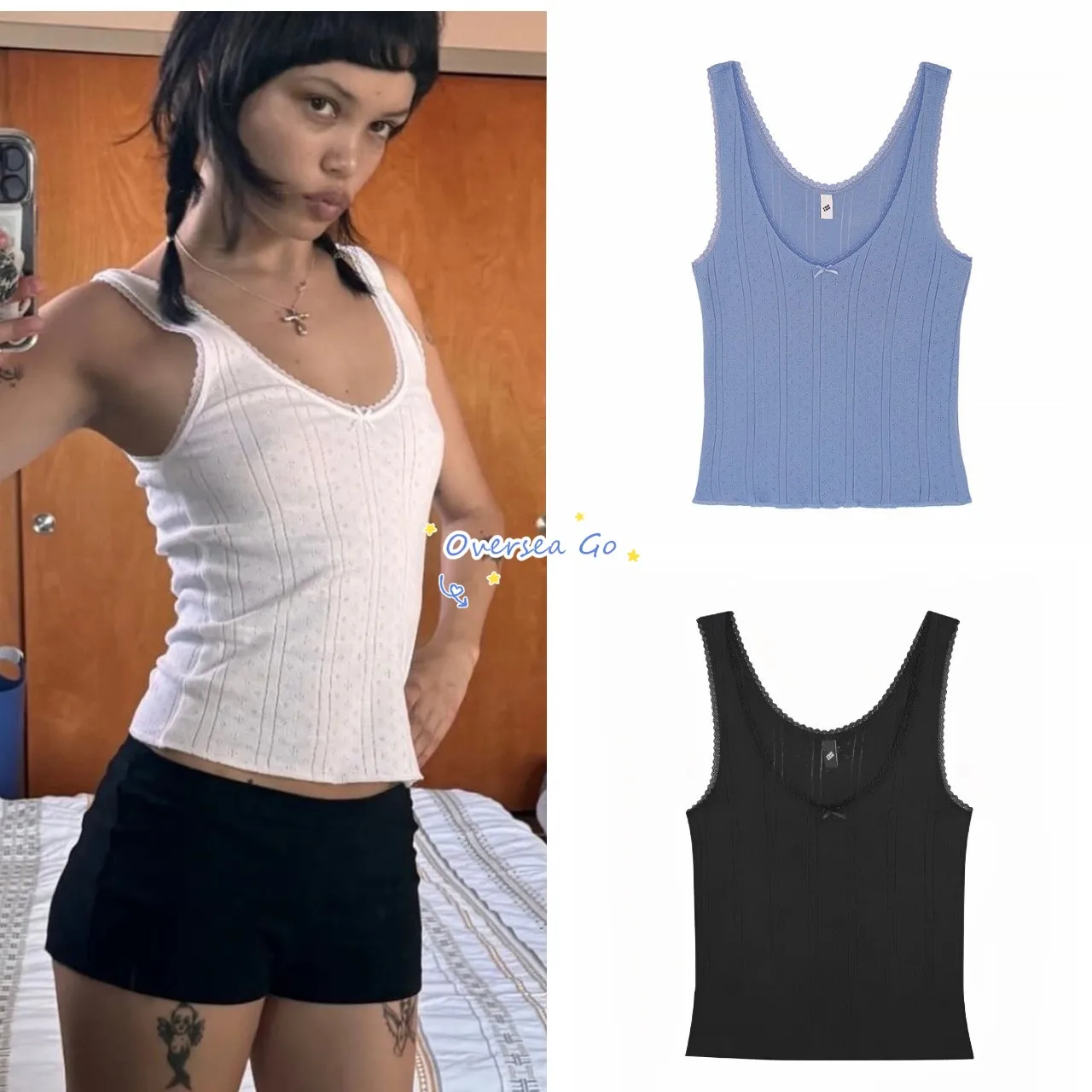 Coucou 26 New Lace Trim V-neck Hollow Short Knitted Vest Women's Casual Style Slim Fit Cotton 100% Summer Daily Wear
Coucou 26 New Lace Trim V-neck Hollow Short Knitted Vest Women's Casual Style Slim Fit Cotton 100% Summer Daily Wear