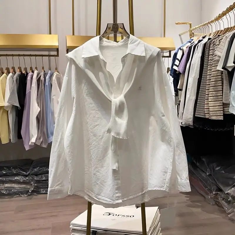 Ladies Casual Loose Two-Piece Set Shawl Shirt Spring Autumn New Style Commute Elegant Simple Fashionable Top Korean Version
Ladies Casual Loose Two-Piece Set Shawl Shirt Spring Autumn New Style Commute Elegant Simple Fashionable Top Korean Version