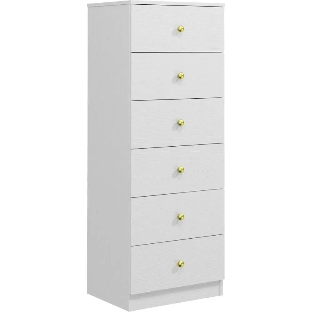Modern 6 Drawer Vertical Dresser, Wood Tall Chest of Drawers N Arrow Storage Organizer with Wide Drawers & Metal Gold Handles
Modern 6 Drawer Vertical Dresser, Wood Tall Chest of Drawers N Arrow Storage Organizer with Wide Drawers & Metal Gold Handles