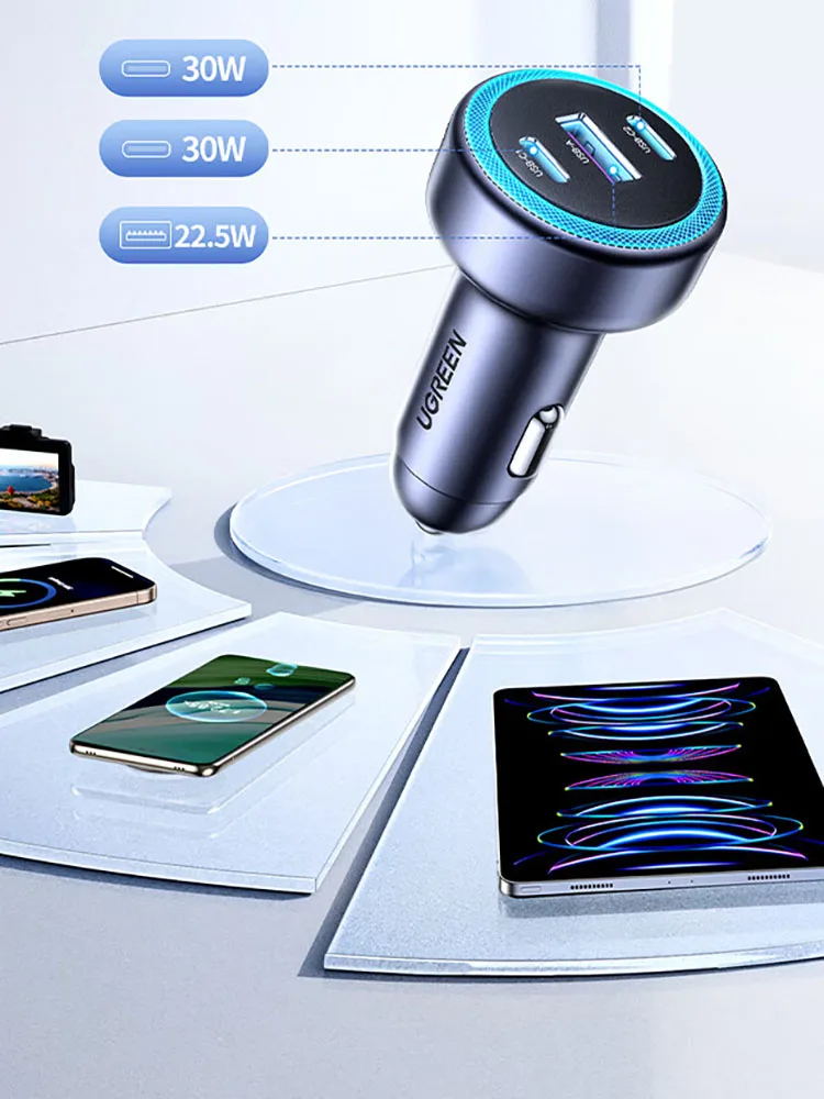 UGREEN 30W Car Charger 2 USB-C 1 USB-A Fast Charging for iPhone Samsung Xiaomi 12V/24V Car
UGREEN 30W Car Charger 2 USB-C 1 USB-A Fast Charging for iPhone Samsung Xiaomi 12V/24V Car