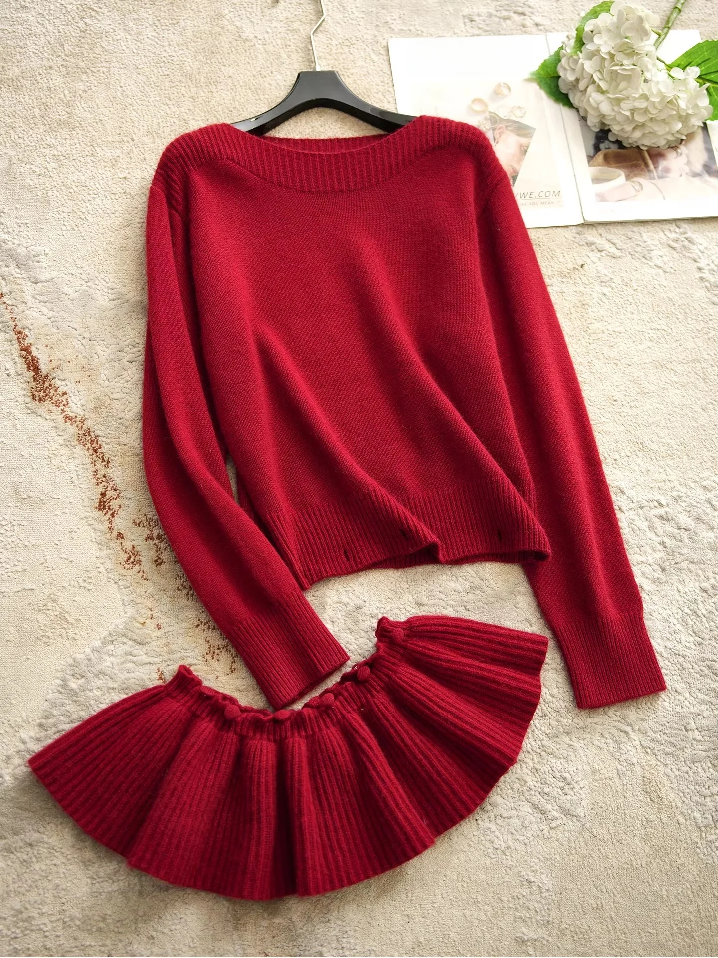 Deconstructed Aesthetic Year of the ! Camel Hair Detachable Hem Red One oulder Knitted Sweater Two Piece Set Women's F...
Deconstructed Aesthetic Year of the ! Camel Hair Detachable Hem Red One oulder Knitted Sweater Two Piece Set Women's F...
