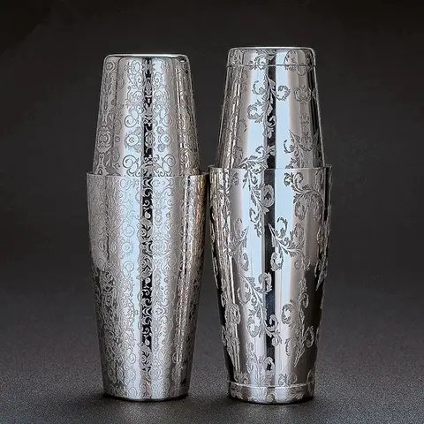 550ml/850ml Engraving Stainless Steel Cocktail Boston Bar Shaker Bar Tools Barware