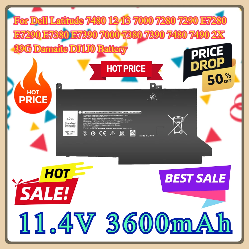 For Dell Latitude 7480 12 13 7000 7280 7290 E7280 E7290 E7380 E7390 7000 7380 7390 7480 7490 2X39G Damaite DJ1J0 Battery
For Dell Latitude 7480 12 13 7000 7280 7290 E7280 E7290 E7380 E7390 7000 7380 7390 7480 7490 2X39G Damaite DJ1J0 Battery