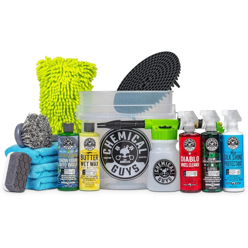 14-Piece Arsenal Builder Car Wash Kit with Foam Gun, Bucket, and (5) 16 oz Car Care Cleaning Chemicals
14-Piece Arsenal Builder Car Wash Kit with Foam Gun, Bucket, and (5) 16 oz Car Care Cleaning Chemicals