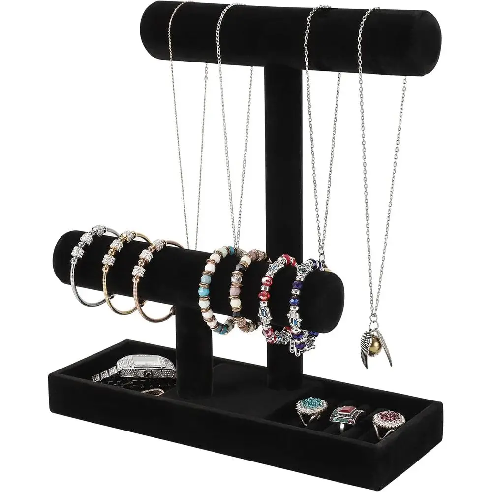 Jewelry Organizer Stand with Velvet Earring Rings Tray for Bracelets, Scrunchies, and Watches
Jewelry Organizer Stand with Velvet Earring Rings Tray for Bracelets, Scrunchies, and Watches