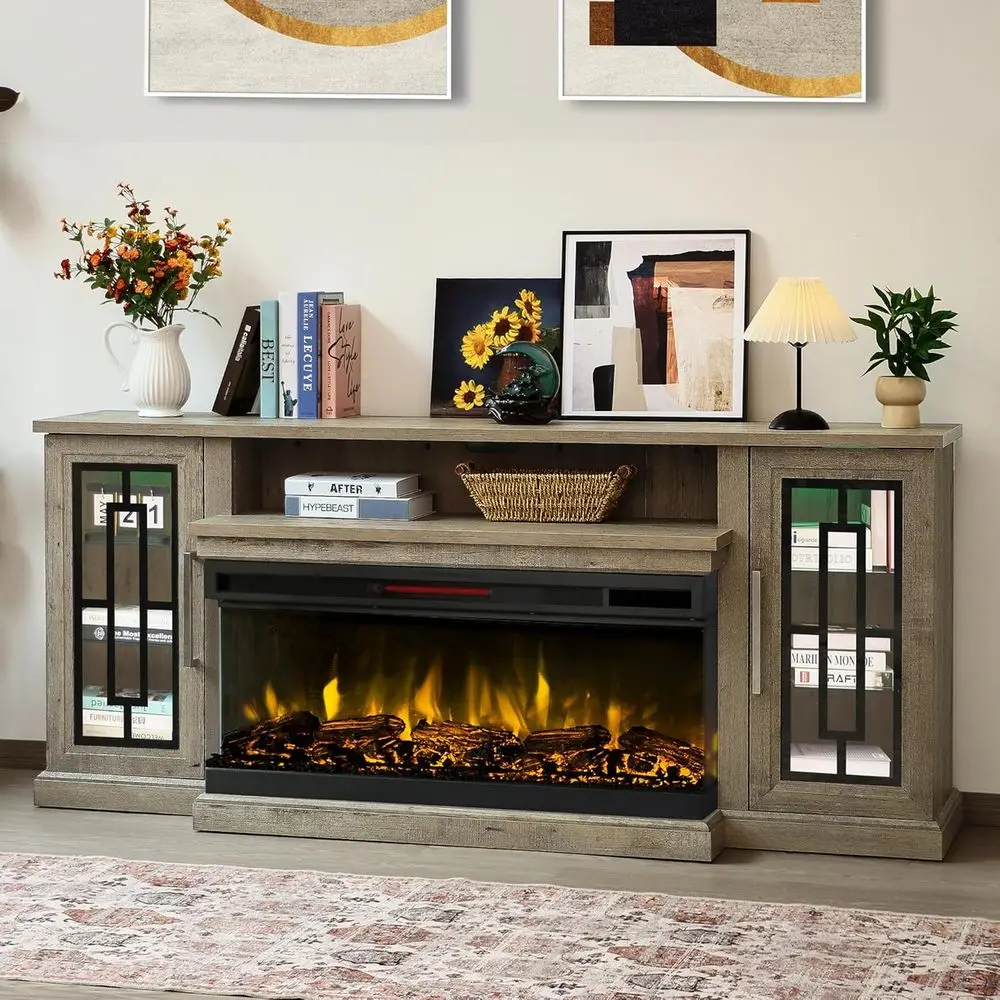 Gray Wash Highboy TV Stand with Adjustable Shelf, 40 Electric Fireplace, for TVs up to 85
Gray Wash Highboy TV Stand with Adjustable Shelf, 40 Electric Fireplace, for TVs up to 85