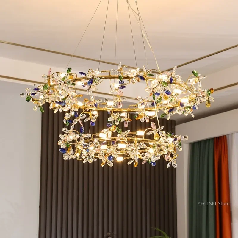 GHEUVNJ Crystal French Light Luxury Flower Ring Pendant, High end Villa Living Room Dining Room Bedroom Study Art Light
GHEUVNJ Crystal French Light Luxury Flower Ring Pendant, High end Villa Living Room Dining Room Bedroom Study Art Light