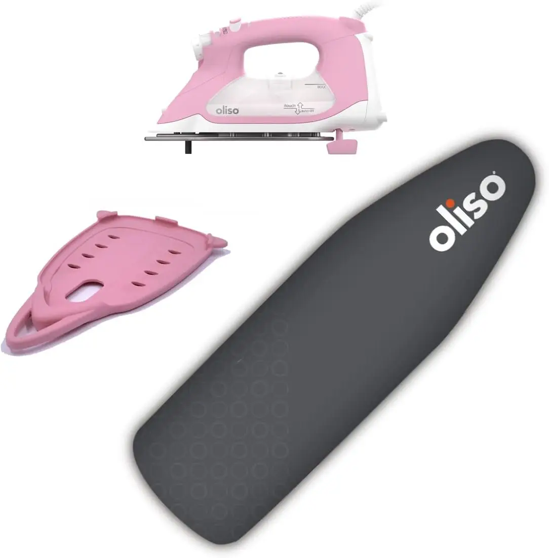 1800-Watt Smart Iron with Auto Lift, Pink, Includes Silicone Iron Soleplate Protector (Pink) and Gray Ironing Board Cover
1800-Watt Smart Iron with Auto Lift, Pink, Includes Silicone Iron Soleplate Protector (Pink) and Gray Ironing Board Cover