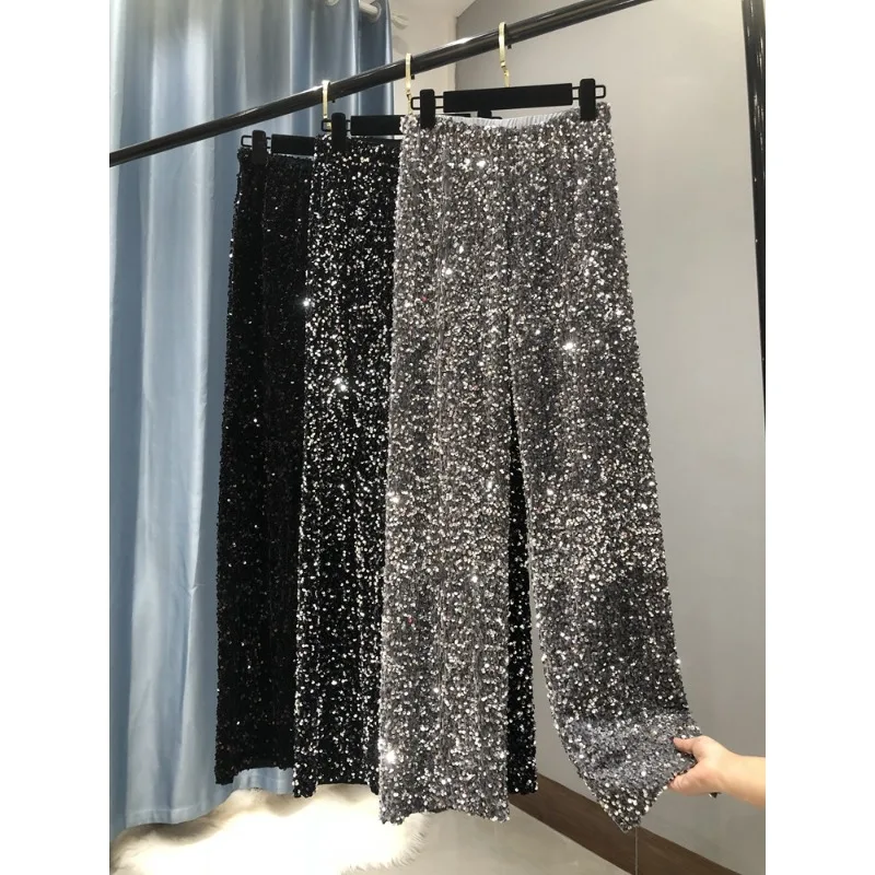 Autumn and Winter Thickened Sequins Wide-leg Pants Drapeability Big Size Floor-length Pants Long Straight-leg Pants for Women
Autumn and Winter Thickened Sequins Wide-leg Pants Drapeability Big Size Floor-length Pants Long Straight-leg Pants for Women