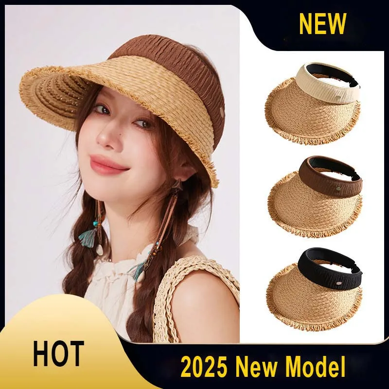 2025 NEW Beach Sunshade Straw Hat For Women Summer Large Eaves UV Protection Empty Top Sun Hat Outdoor Collapsible Visor Cap 
2025 NEW Beach Sunshade Straw Hat For Women Summer Large Eaves UV Protection Empty Top Sun Hat Outdoor Collapsible Visor Cap