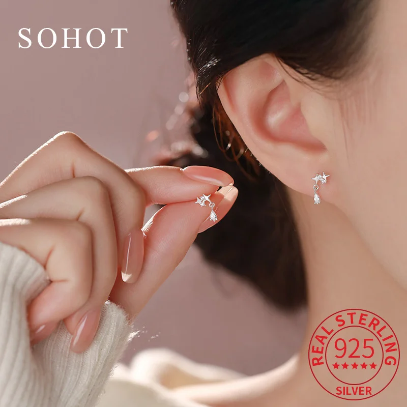Real 925 Sterling Silver Exquisite Irregular Star Zircon Stud Earrings for Charming Women Fine Jewelry Luxurious Accessories
Real 925 Sterling Silver Exquisite Irregular Star Zircon Stud Earrings for Charming Women Fine Jewelry Luxurious Accessories