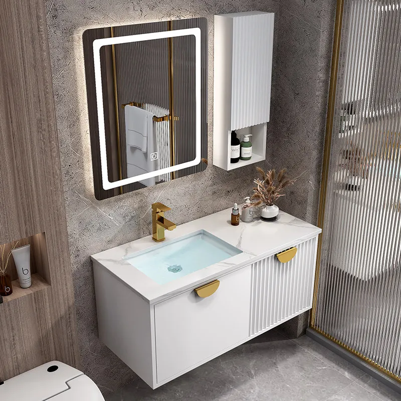 Washing table basin cabinet combination bathroom rock slab integrated basin hand washing basin smart mirror cabinet
Washing table basin cabinet combination bathroom rock slab integrated basin hand washing basin smart mirror cabinet