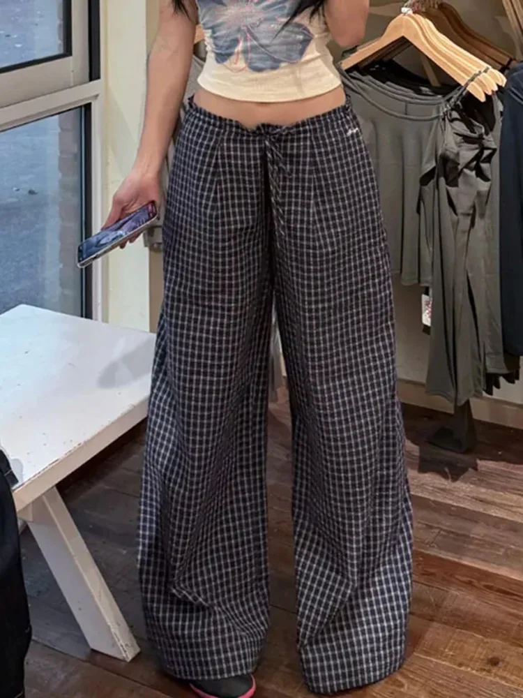 Plaid Drawstring Pants Women Y2K American Vintage Loose Straight Trousers Summer Casual Fashion Elegant Korean Wide Leg Pants
Plaid Drawstring Pants Women Y2K American Vintage Loose Straight Trousers Summer Casual Fashion Elegant Korean Wide Leg Pants
