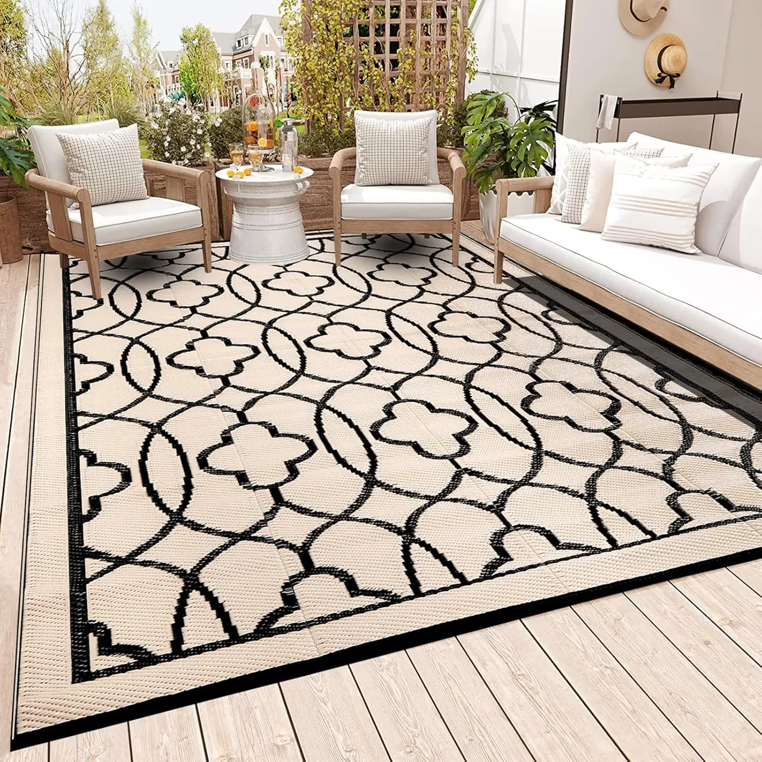 Reversible Mats 9x12 Outdoor Rugs for Patio, Waterproof Plastic Straw, Portable Camping Rug, Black Beige
Reversible Mats 9x12 Outdoor Rugs for Patio, Waterproof Plastic Straw, Portable Camping Rug, Black Beige