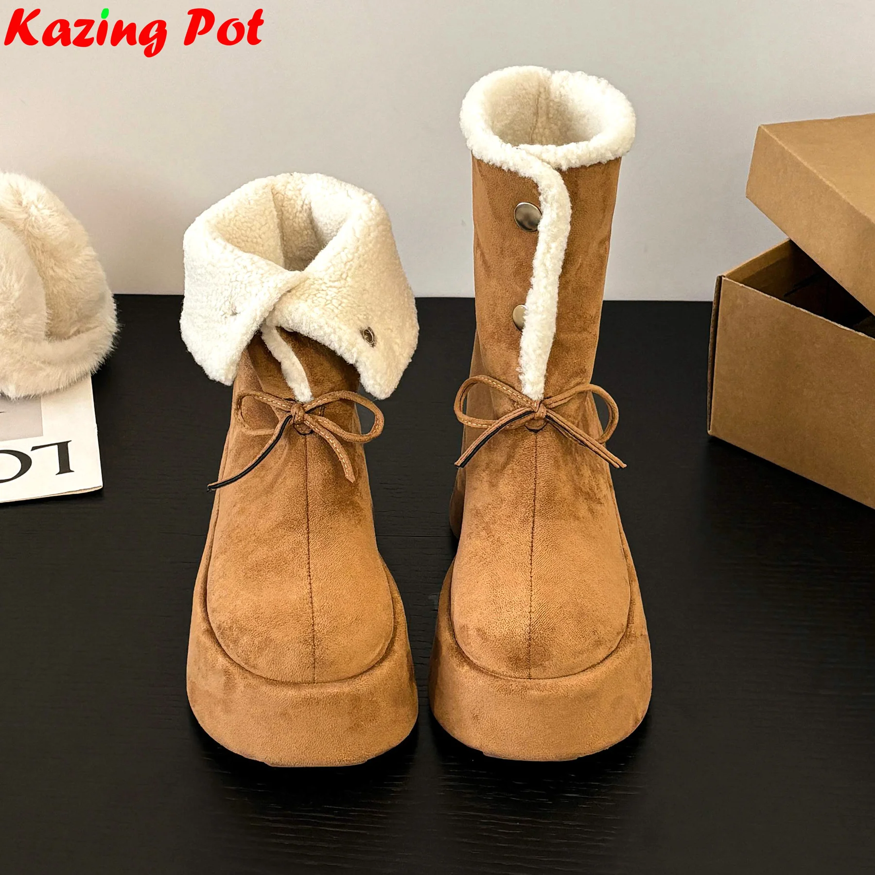 Krazing Pot Cold Resistant Flock Thick Fur Round Toe High Heels Warm Modern Snow Boots Sweet Casual Platform Luxury Ankle Boots
Krazing Pot Cold Resistant Flock Thick Fur Round Toe High Heels Warm Modern Snow Boots Sweet Casual Platform Luxury Ankle Boots