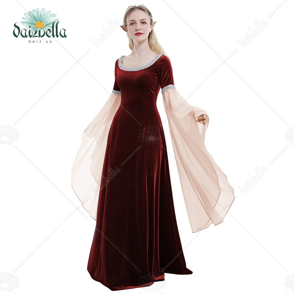DAIZBELLA Women's Medieval Renaissance Costume Dress Handmade Historical Rretro Dress Velvet Gown with Chiffon Sleeves
DAIZBELLA Women's Medieval Renaissance Costume Dress Handmade Historical Rretro Dress Velvet Gown with Chiffon Sleeves