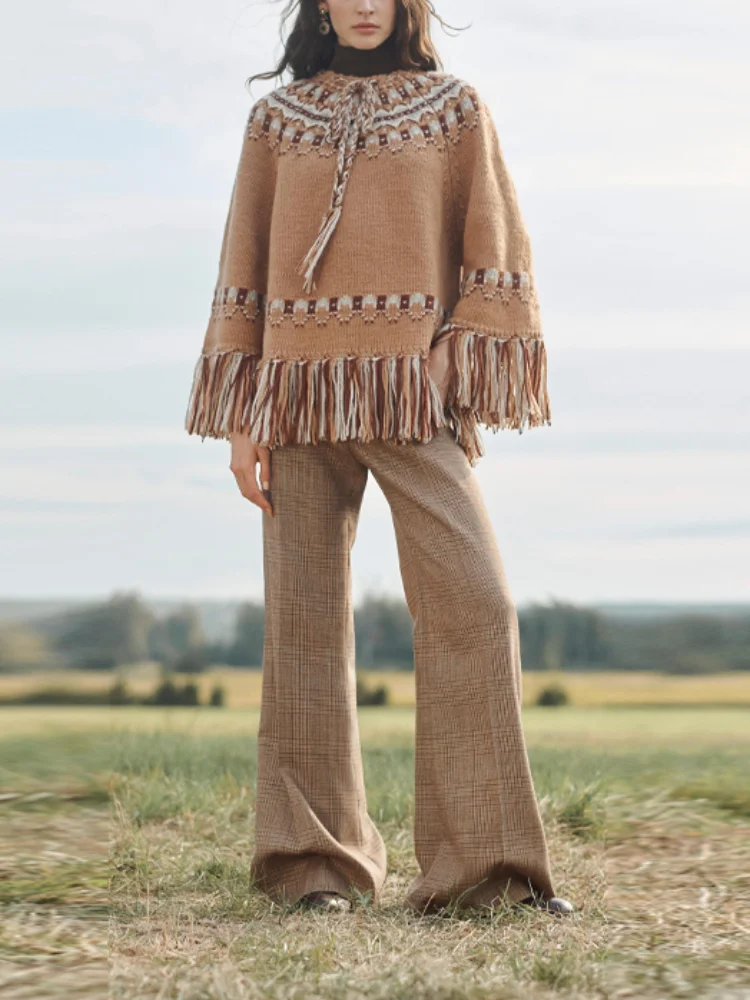 Casual Tassel Knitted Pullover Women Chic Khaki O Neck Long Sleeve Loose Soft Sweater 2025 Autumn Winter Daily Commute Outwear
Casual Tassel Knitted Pullover Women Chic Khaki O Neck Long Sleeve Loose Soft Sweater 2025 Autumn Winter Daily Commute Outwear