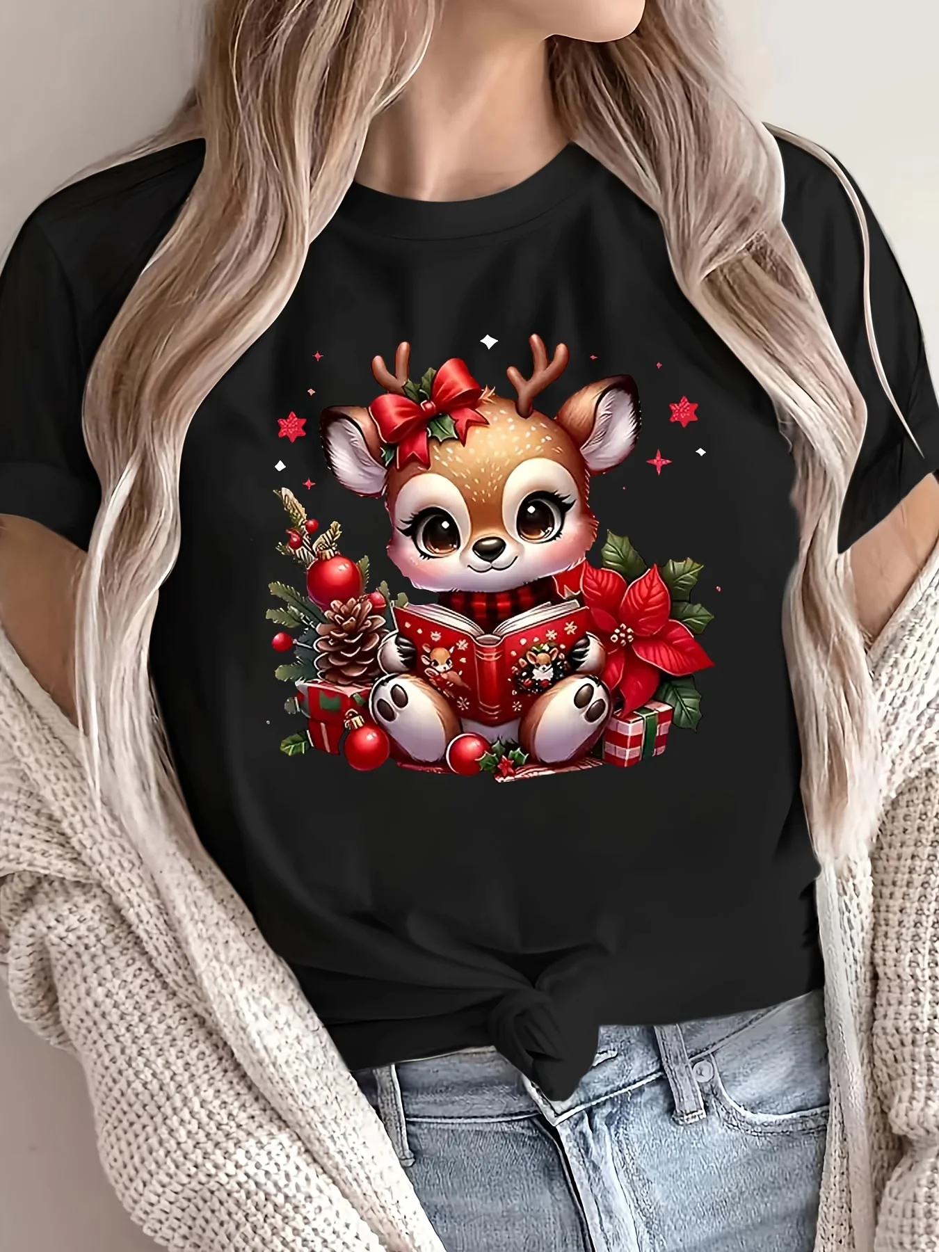 Women's Christmas Deer Graphic Print T-Shirt Casual Short Sleeve Cotton Tee Retro Hip Hop Y2k T-shirt Summer Tops Women Clothing
Women's Christmas Deer Graphic Print T-Shirt Casual Short Sleeve Cotton Tee Retro Hip Hop Y2k T-shirt Summer Tops Women Clothing