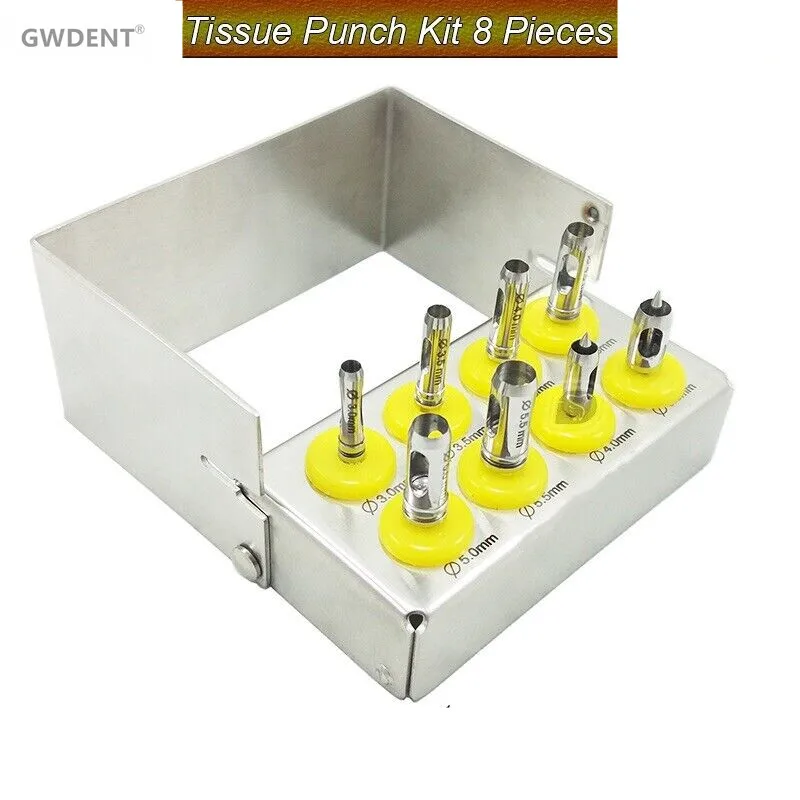 1 SET Dental Implant Bur Drills Tissue Punch Kit 8 Pcs Surgical Instruments Tool With Holder New
1 SET Dental Implant Bur Drills Tissue Punch Kit 8 Pcs Surgical Instruments Tool With Holder New