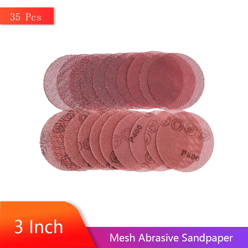3Inch 75MM Hook & Loop Mesh Abrasive Sandpaper 35Pcs Sanding Discs 80-800# Dust Free Net Sanding Paper Drywall for Metal Wood
3Inch 75MM Hook & Loop Mesh Abrasive Sandpaper 35Pcs Sanding Discs 80-800# Dust Free Net Sanding Paper Drywall for Metal Wood