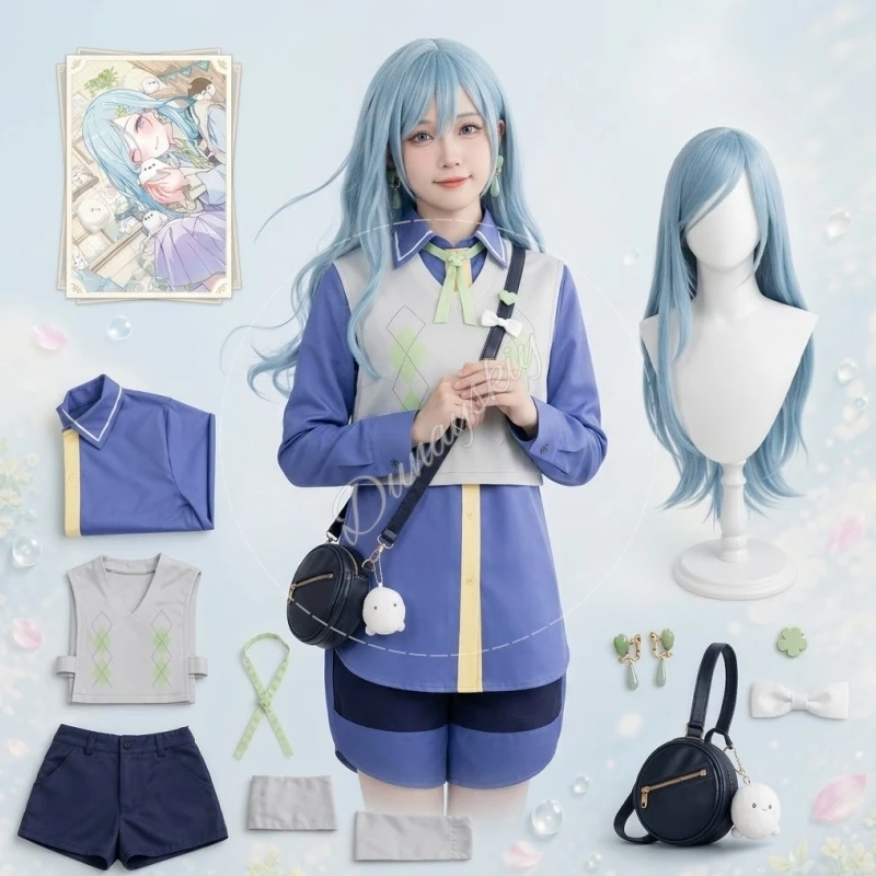Hinomori Shizuku Cosplay Long Blue Shirt Vest Bag Earring Wigs Project Sekai Open Up My feelings! Costume Anime Game Halloween
Hinomori Shizuku Cosplay Long Blue Shirt Vest Bag Earring Wigs Project Sekai Open Up My feelings! Costume Anime Game Halloween
