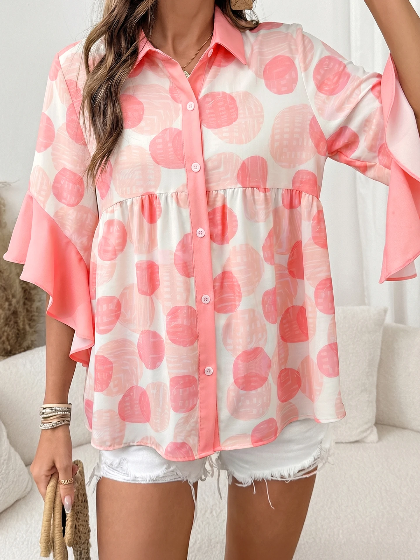 DearLover Summer New Polka Dot Women's Short Sleeve Open Front Shirt Casual Loose Fit Breathable Polyester Print Casual Shirt
DearLover Summer New Polka Dot Women's Short Sleeve Open Front Shirt Casual Loose Fit Breathable Polyester Print Casual Shirt