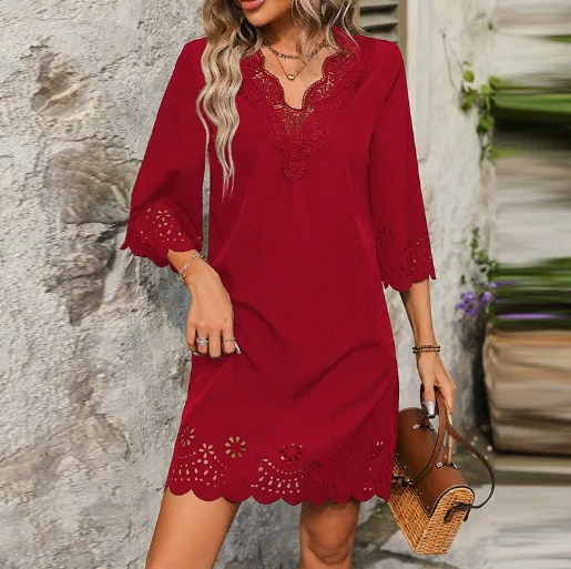 Women's Dress 2026 Spring Summer New Solid Color V-Neck Long Sleeve Loose Fit Casual Daily Mini Dress
Women's Dress 2026 Spring Summer New Solid Color V-Neck Long Sleeve Loose Fit Casual Daily Mini Dress