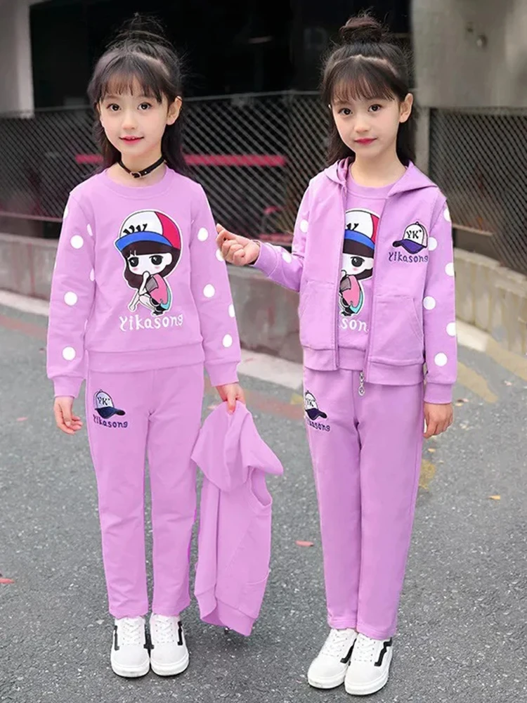 Spring Fall Girls 3 Piece Set Kids Hooded Vests Outfit + Dot Cartoon Print Sweatshirts Tops + Casual Pants Children Conjuntos
Spring Fall Girls 3 Piece Set Kids Hooded Vests Outfit + Dot Cartoon Print Sweatshirts Tops + Casual Pants Children Conjuntos