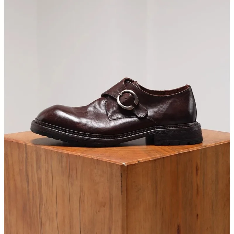 British Style Solid Color Horse Leather Washed Monk Strap Shoes for Men Black Red Brown Luxury Shoes
British Style Solid Color Horse Leather Washed Monk Strap Shoes for Men Black Red Brown Luxury Shoes
