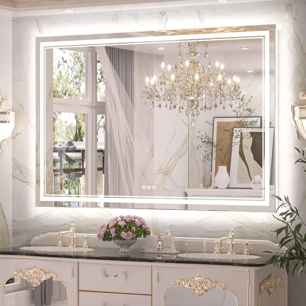 LED Bathroom Mirror 60" X 40" With Frontlit and Backlight Double Lights Bath Fixture Home
LED Bathroom Mirror 60" X 40" With Frontlit and Backlight Double Lights Bath Fixture Home