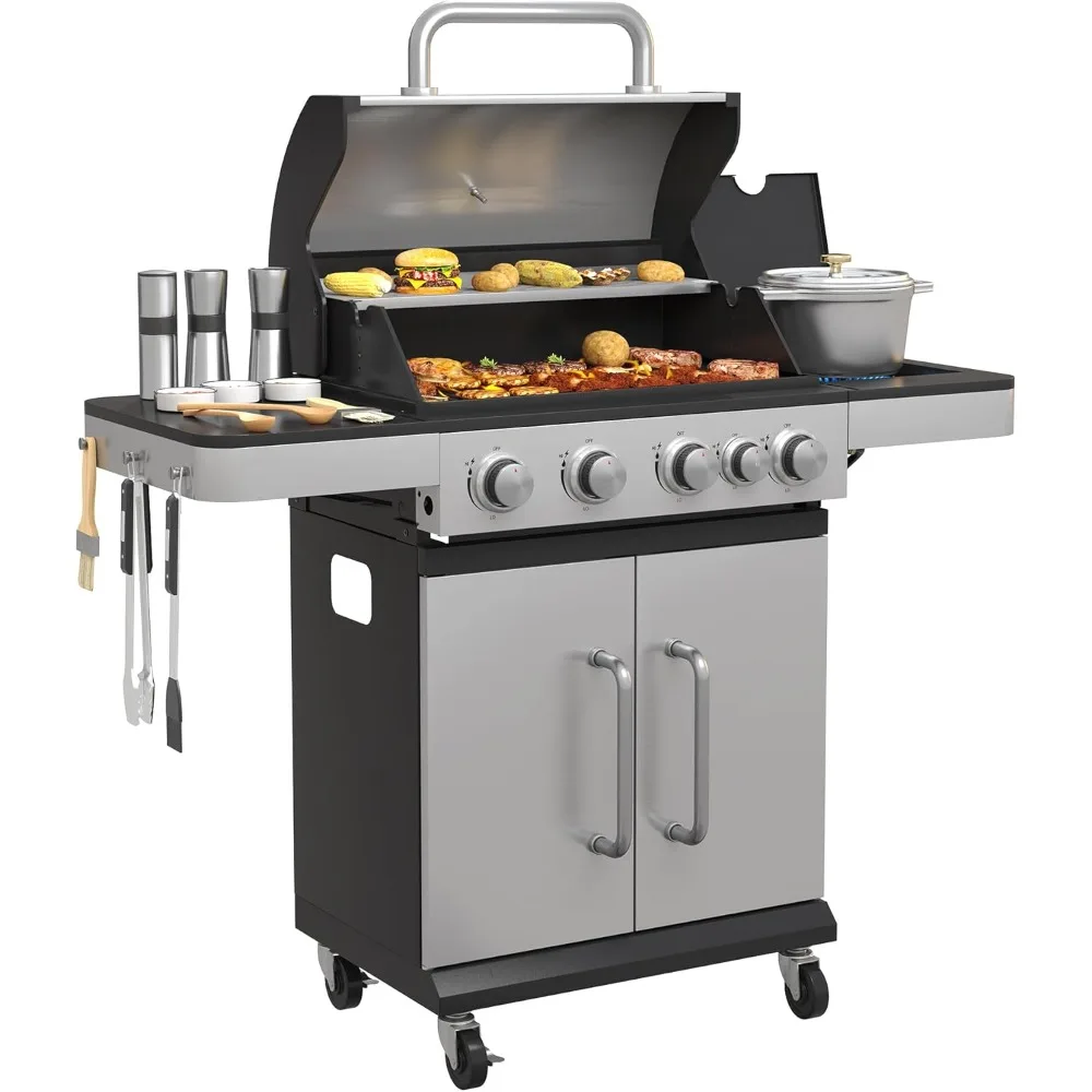 VICLLAX Propane Gas BBQ Grill with 4 Stainless Steel Burners, 46,000 BTU, Large 462 sq.in. Cooking Area, Porcelain Enamel Cast I
VICLLAX Propane Gas BBQ Grill with 4 Stainless Steel Burners, 46,000 BTU, Large 462 sq.in. Cooking Area, Porcelain Enamel Cast I