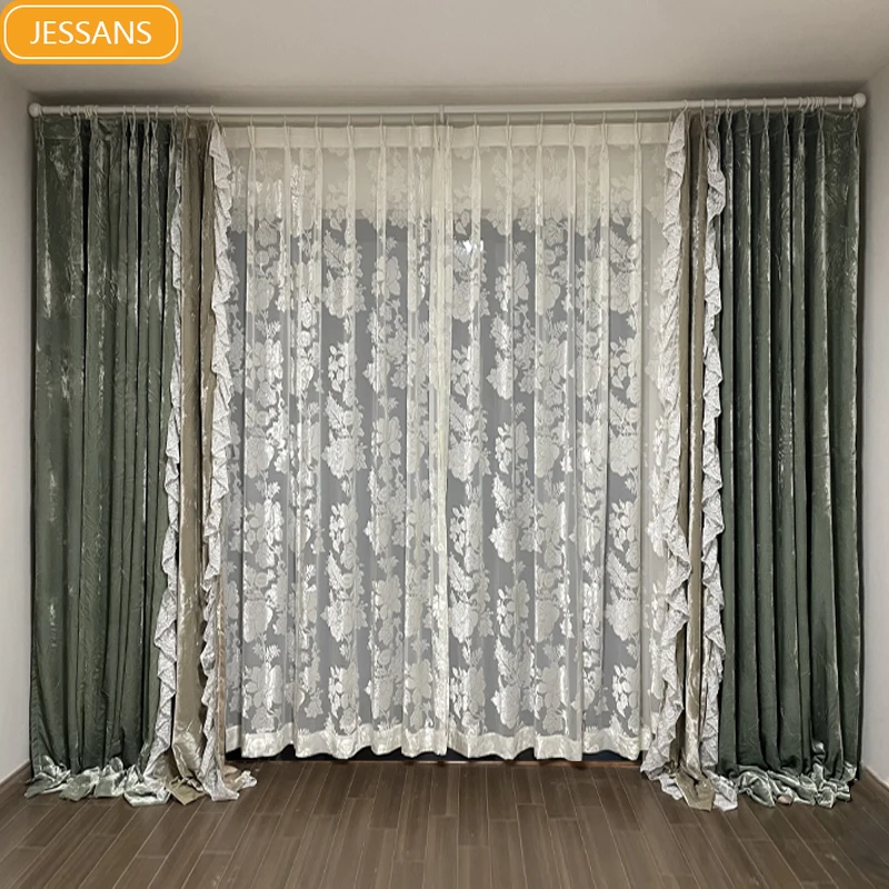 French Romantic Velvet Thickened Lace Splicing Blackout Curtains for Living Room Bedroom Villa French Window Customized
French Romantic Velvet Thickened Lace Splicing Blackout Curtains for Living Room Bedroom Villa French Window Customized