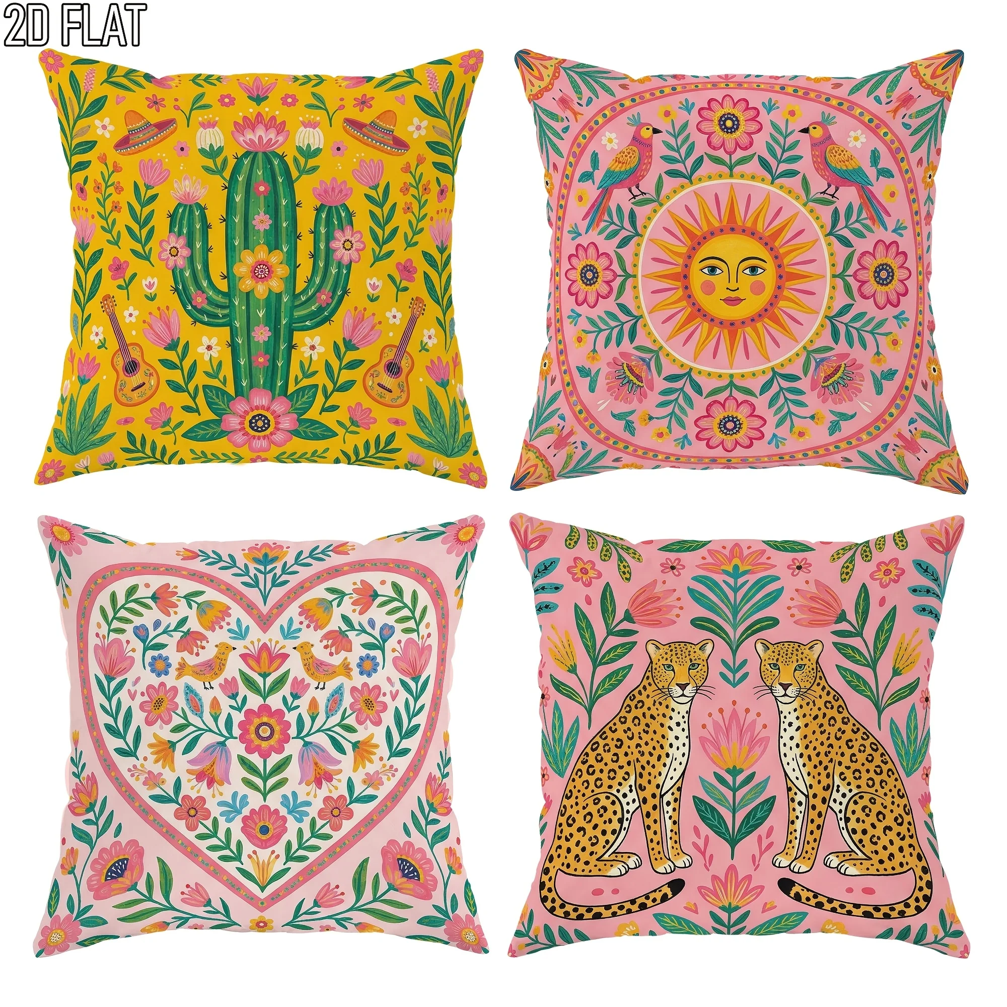 4Pcs Boho Tropical Throw Pillow Covers with Hand Drawn Folk Animal Floral Art Cushion Cases for Balcony Holiday Party Home Decor
4Pcs Boho Tropical Throw Pillow Covers with Hand Drawn Folk Animal Floral Art Cushion Cases for Balcony Holiday Party Home Decor