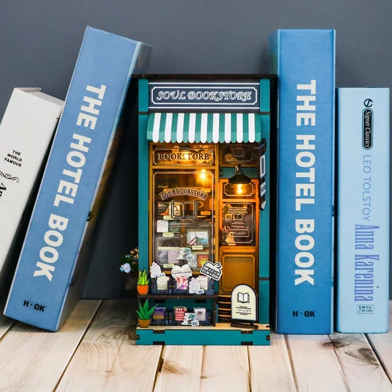 Soul Bookstore Home Bookend Decoration, NEW Creative DIY Wooden Book Nook Shelf Insert Miniature Kits For Adult Handmade Gifts
Soul Bookstore Home Bookend Decoration, NEW Creative DIY Wooden Book Nook Shelf Insert Miniature Kits For Adult Handmade Gifts
