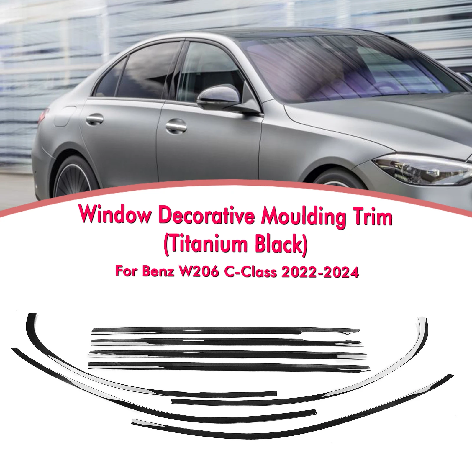 For Mercedes Benz C Class W206 2022-24 Exterior Window Trim Strip Titanium Black Door Waterproof Seal Shade Moulding Decorative
For Mercedes Benz C Class W206 2022-24 Exterior Window Trim Strip Titanium Black Door Waterproof Seal Shade Moulding Decorative