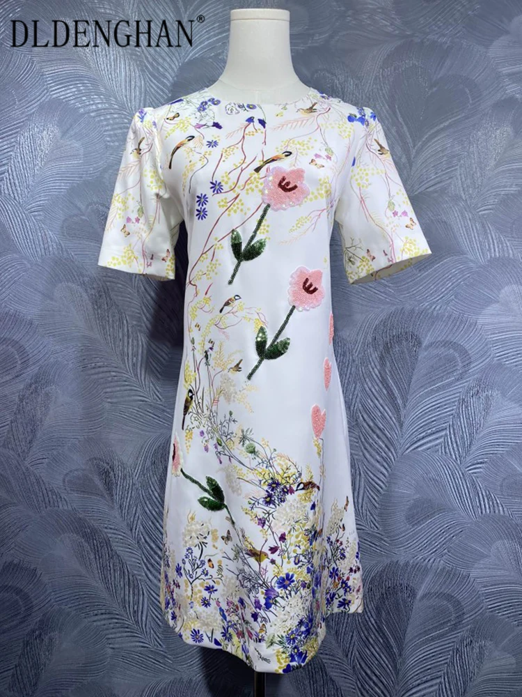 DLDENGHAN Women's O-Neck Short Sleeves Sequins Appliques Vintage Print Mini Dresses Fashion Spring New
DLDENGHAN Women's O-Neck Short Sleeves Sequins Appliques Vintage Print Mini Dresses Fashion Spring New