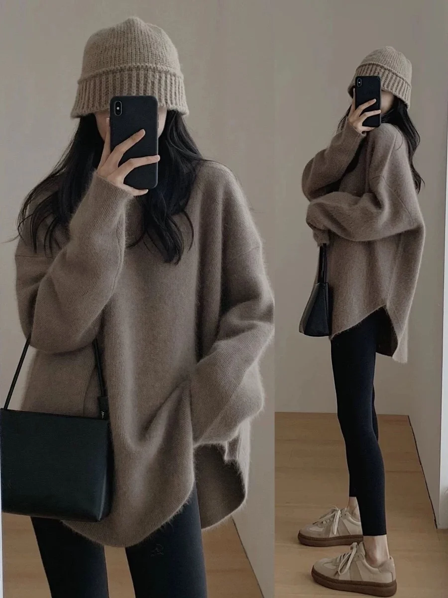 Thickened Medium Length Lazy Bear Velvet Knitted Sweater Women's Outerwear Long Sleeve round Neck Commute Style Blend Fabric
Thickened Medium Length Lazy Bear Velvet Knitted Sweater Women's Outerwear Long Sleeve round Neck Commute Style Blend Fabric