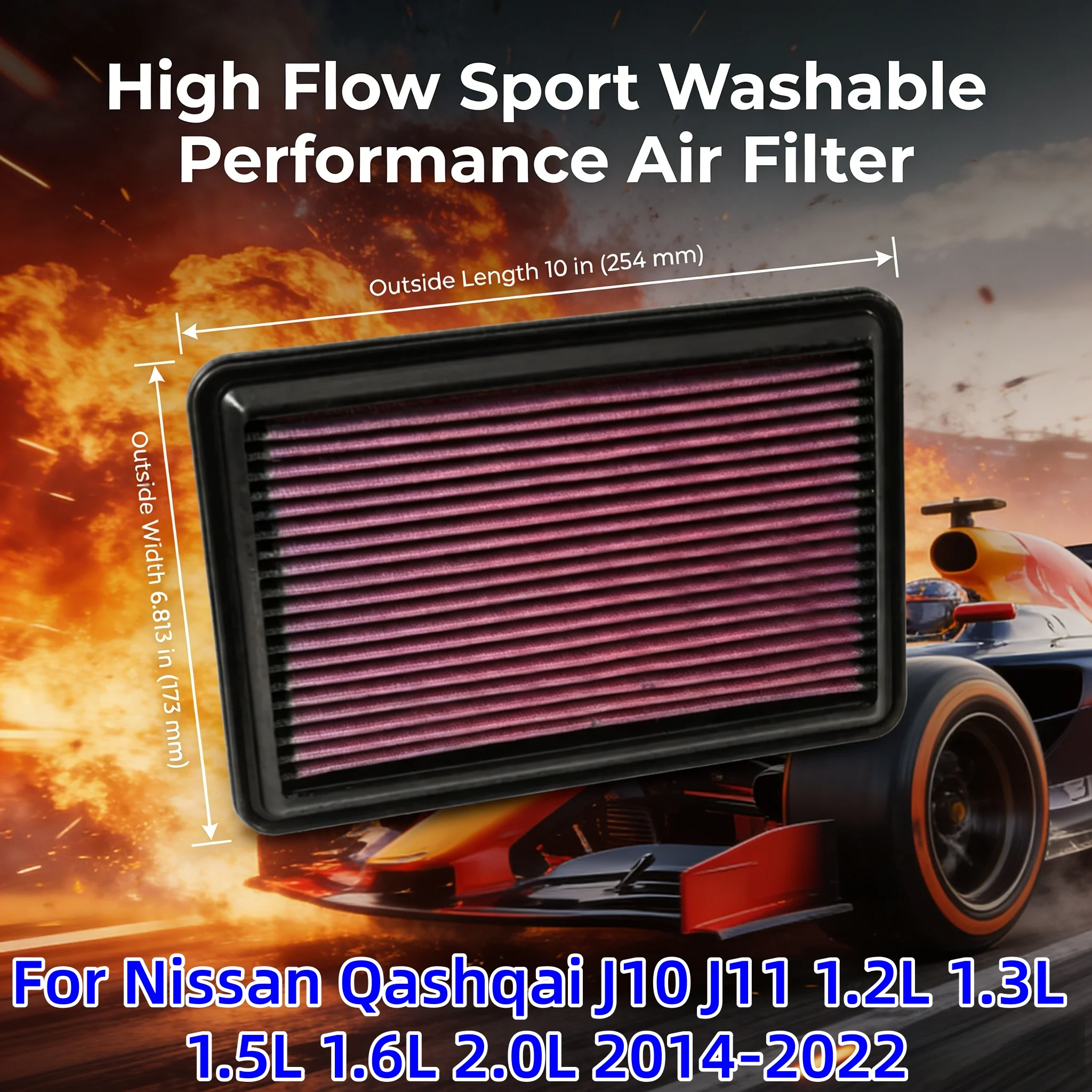 For Nissan Qashqai J10 J11 1.2L 1.3L 1.5L 1.6L 2.0L 2014-2022 High Flow Sport Washable Performance Panel Air Filter Replacement
For Nissan Qashqai J10 J11 1.2L 1.3L 1.5L 1.6L 2.0L 2014-2022 High Flow Sport Washable Performance Panel Air Filter Replacement