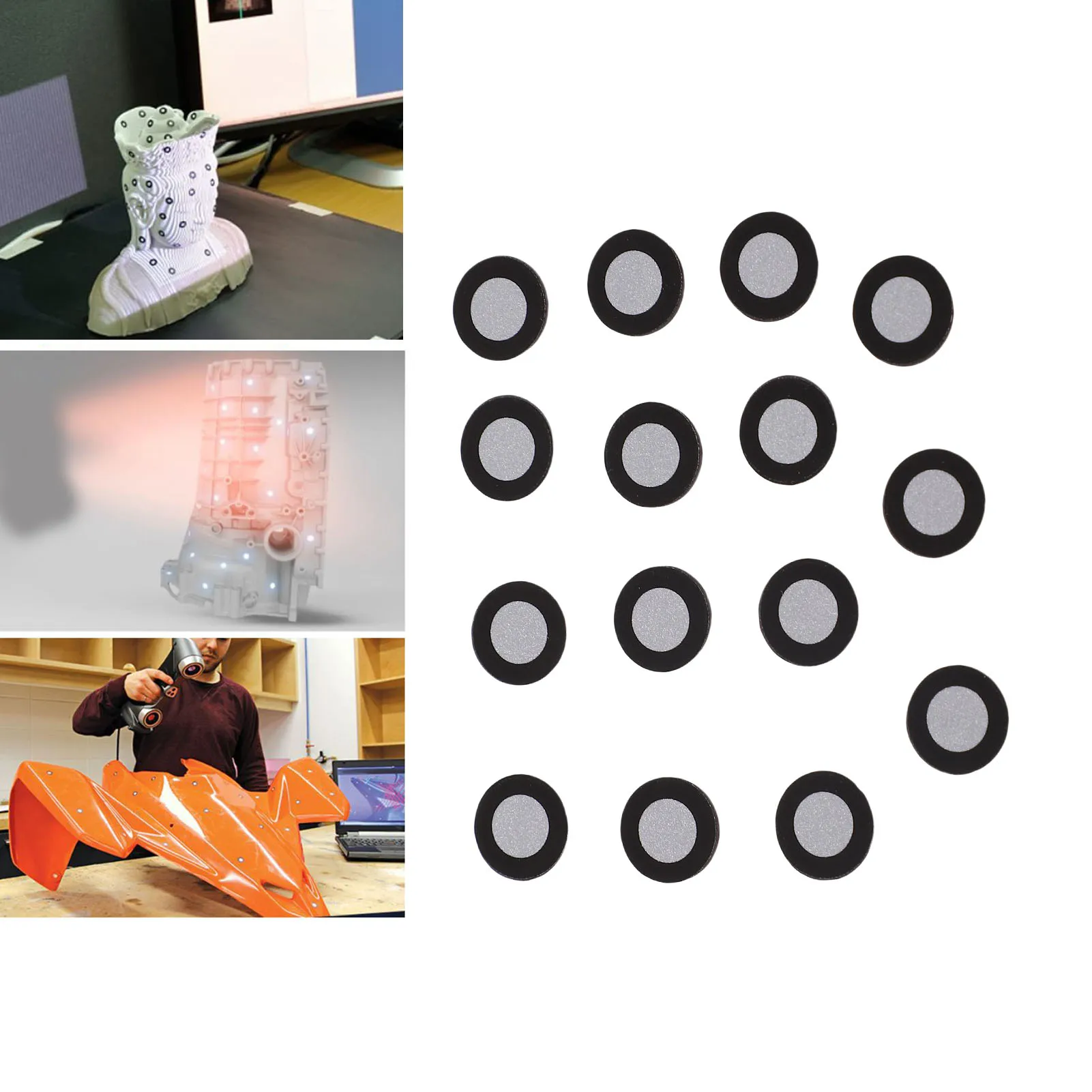 200PCS 3D Scanner Scanning Markers 3D Scanning Markers Dots Stickers Scanner Accurate Tracking Reference Points ID 6mm OD 10mm
200PCS 3D Scanner Scanning Markers 3D Scanning Markers Dots Stickers Scanner Accurate Tracking Reference Points ID 6mm OD 10mm