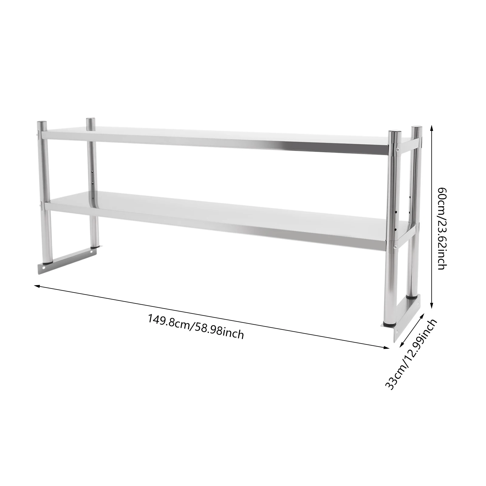 Stainless Steel Shelving, 2 Tier Adjustable Shelf Storage, Heavy Duty Shelving 60.2*15.7*3.5in For Storing And Displaying Goods
Stainless Steel Shelving, 2 Tier Adjustable Shelf Storage, Heavy Duty Shelving 60.2*15.7*3.5in For Storing And Displaying Goods
