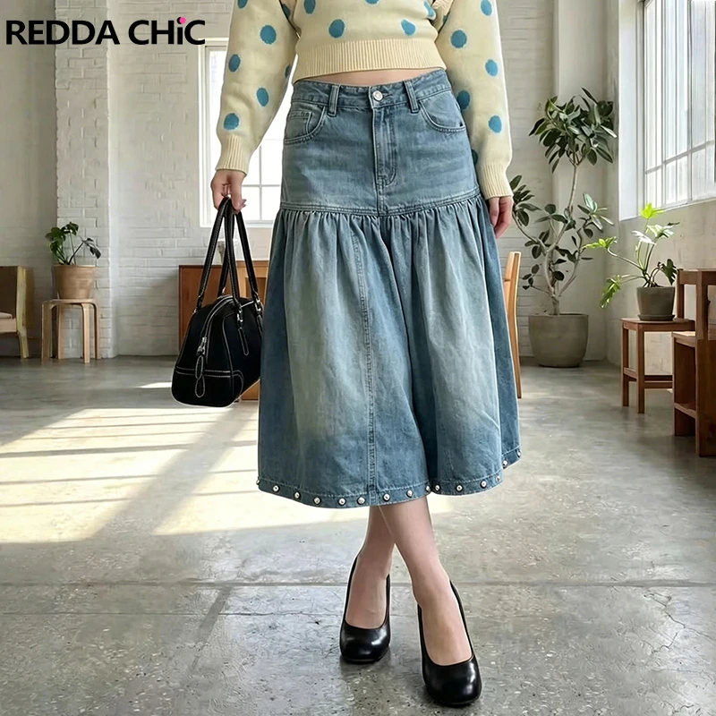 ReddaChic Women Studs Detail Jean Skorts Going Out Distressed High Rise Wide Leg Denim Stitch Ruffle Bloomers Korean Streetwear
ReddaChic Women Studs Detail Jean Skorts Going Out Distressed High Rise Wide Leg Denim Stitch Ruffle Bloomers Korean Streetwear