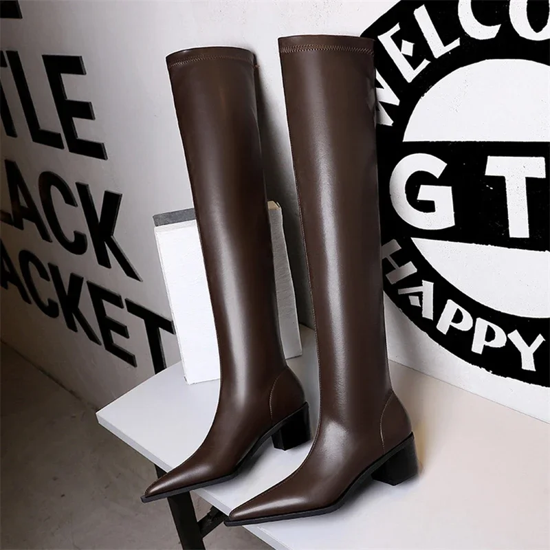 BIGTREE New Soft Face Leather Boots Sexy Over The Knee Thick Heel Women Pointed Toe Long Boots Autumn Winter Shoes
BIGTREE New Soft Face Leather Boots Sexy Over The Knee Thick Heel Women Pointed Toe Long Boots Autumn Winter Shoes
