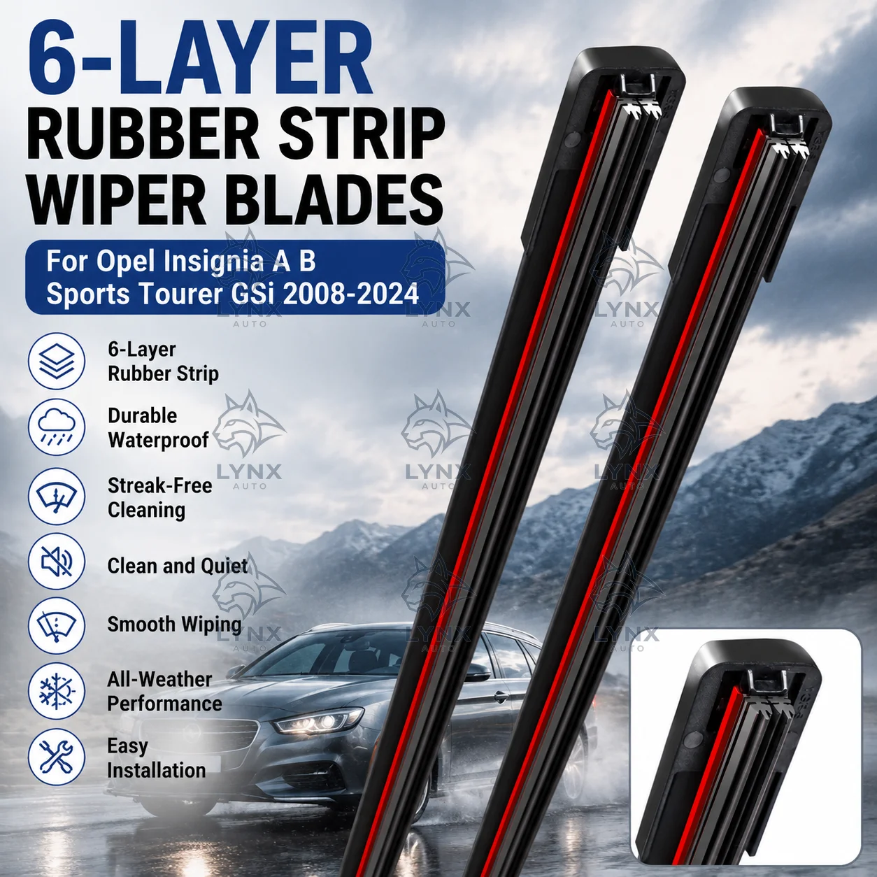 2Pcs 6-Layer Rubber Strip Windshield Wiper Blade Front Waterproof For Opel Insignia A B Sports Tourer GSi 2008-2024
2Pcs 6-Layer Rubber Strip Windshield Wiper Blade Front Waterproof For Opel Insignia A B Sports Tourer GSi 2008-2024