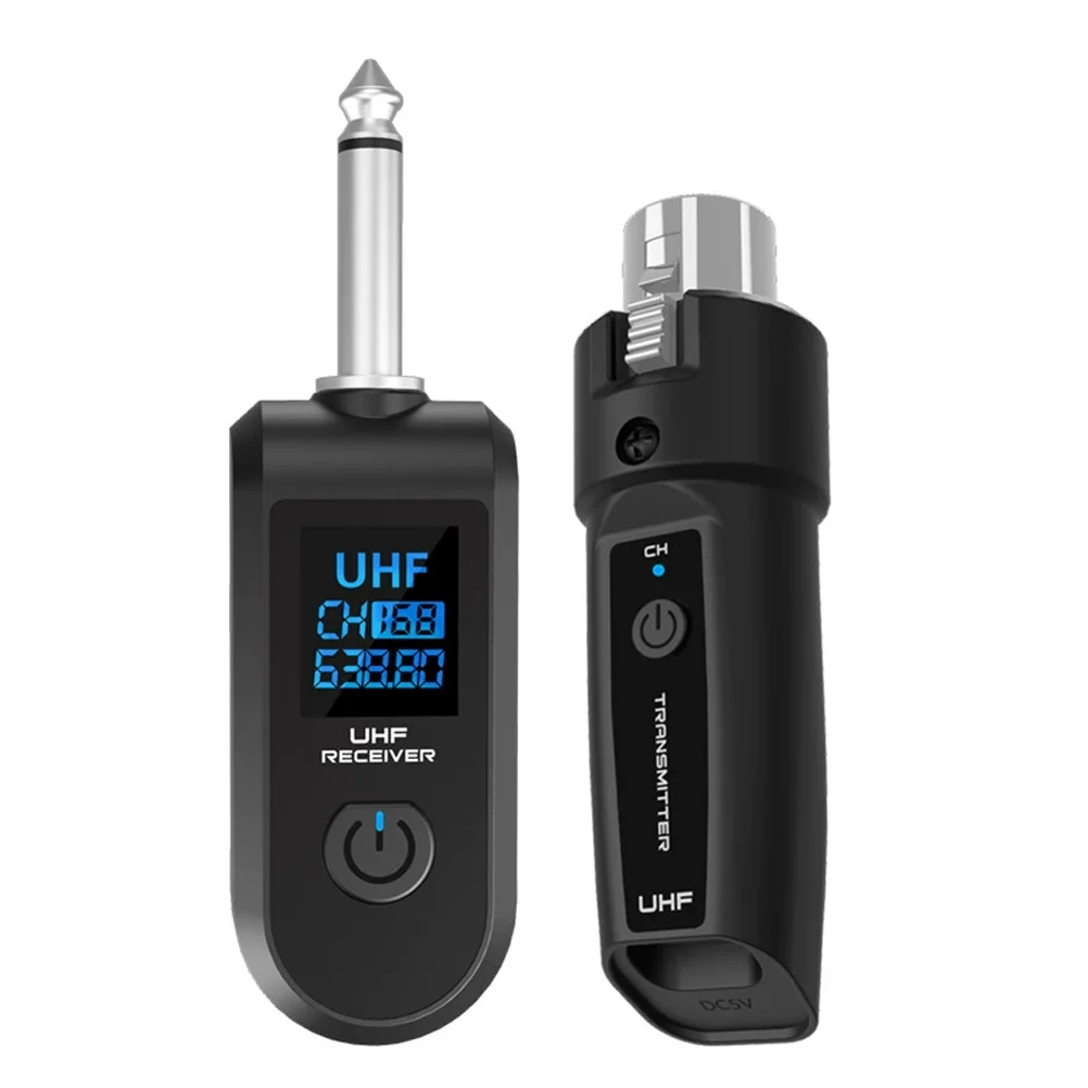 Compact Wireless Guitar Transmitter Receiver System for Bass and Electric Instruments Rechargeable Seamless Audio Transmission
