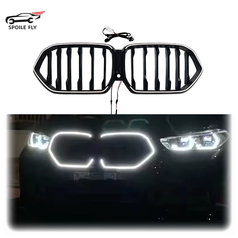 For BMW X6 G06 2019-2023 Front Kidney Grille LED luminous Racing Grills Single Slat Style Car Upper Bumper Hood Mesh Grid
For BMW X6 G06 2019-2023 Front Kidney Grille LED luminous Racing Grills Single Slat Style Car Upper Bumper Hood Mesh Grid